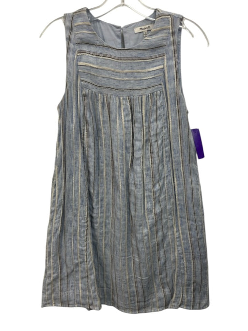 Madewell Size XS Light Blue, Gray, White Cotton & Polyester Sleeveless Dress Light Blue, Gray, White / XS