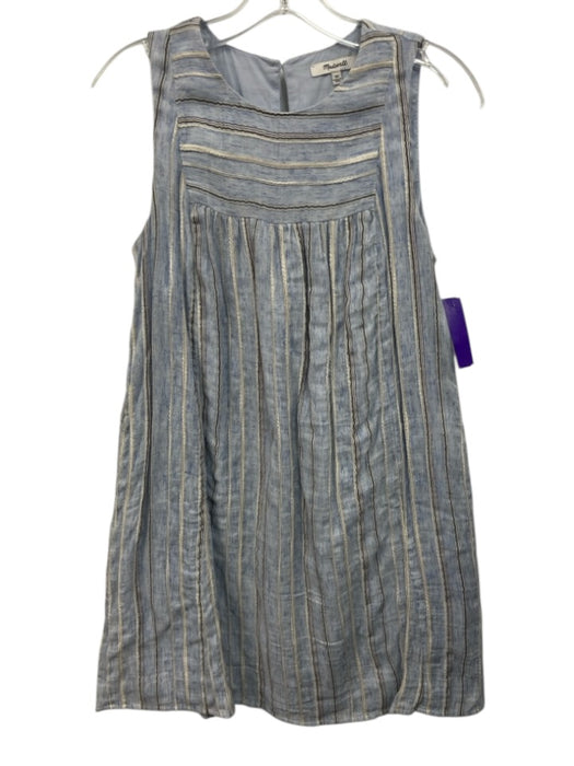 Madewell Size XS Light Blue, Gray, White Cotton & Polyester Sleeveless Dress Light Blue, Gray, White / XS