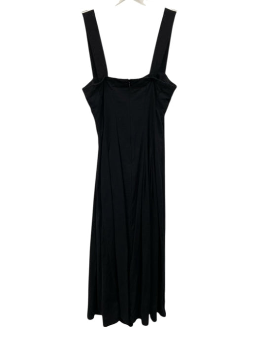 Reformation Size 0 Black Cotton Sleeveless Square Neck Flare Hem Midi Dress Black / 0