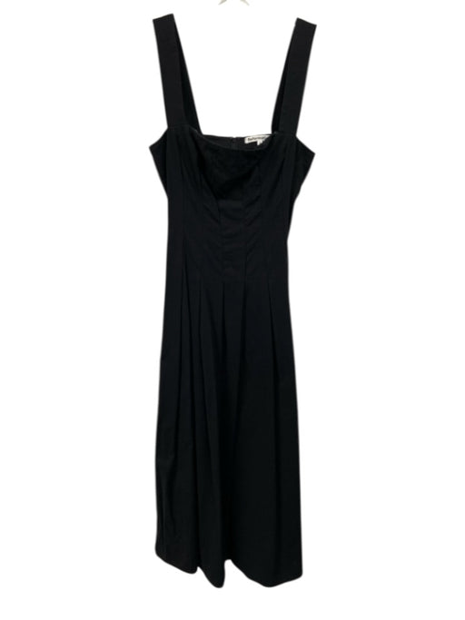 Reformation Size 0 Black Cotton Sleeveless Square Neck Flare Hem Midi Dress Black / 0