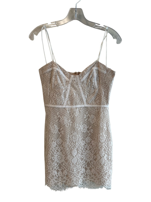 Superdown Size Small Cream Polyester Sleeveless tie strap Lace Overlay Dress Cream / Small