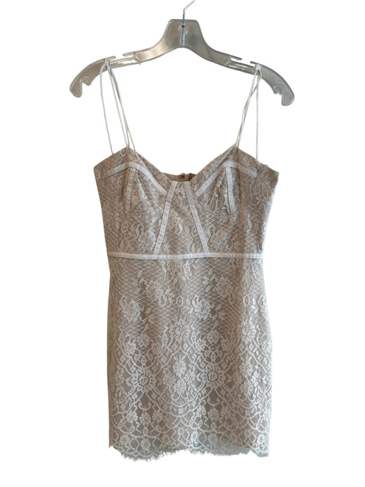 Superdown Size Small Cream Polyester Sleeveless tie strap Lace Overlay Dress Cream / Small