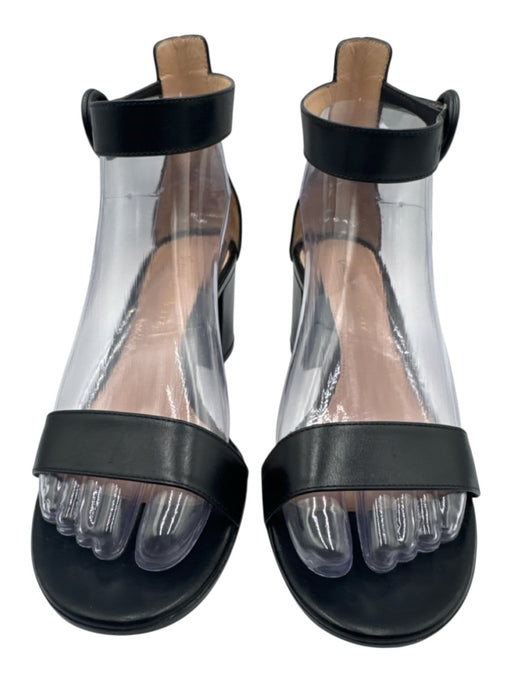 Gianvito Rossi Shoe Size 36.5 Black Leather Ankle Buckle Midi Block Heel Sandals Black / 36.5