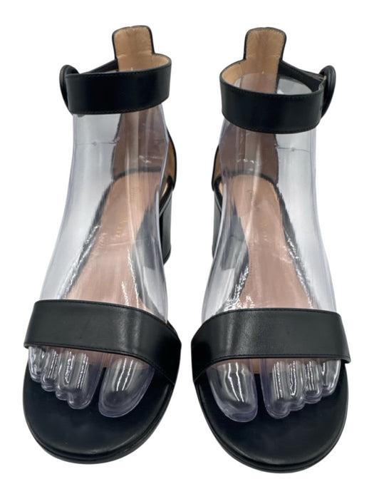 Gianvito Rossi Shoe Size 36.5 Black Leather Ankle Buckle Midi Block Heel Sandals Black / 36.5
