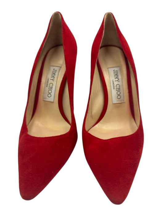 Jimmy Choo Shoe Size 36 Red Suede Pointed Toe Stiletto Pumps Red / 36