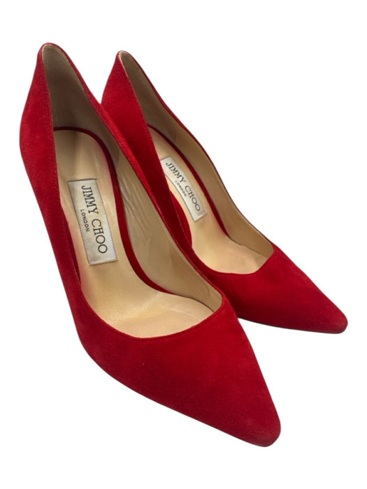 Jimmy Choo Shoe Size 36 Red Suede Pointed Toe Stiletto Pumps Red / 36