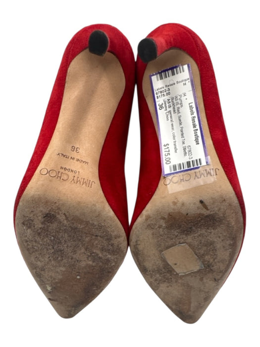 Jimmy Choo Shoe Size 36 Red Suede Pointed Toe Stiletto Pumps Red / 36