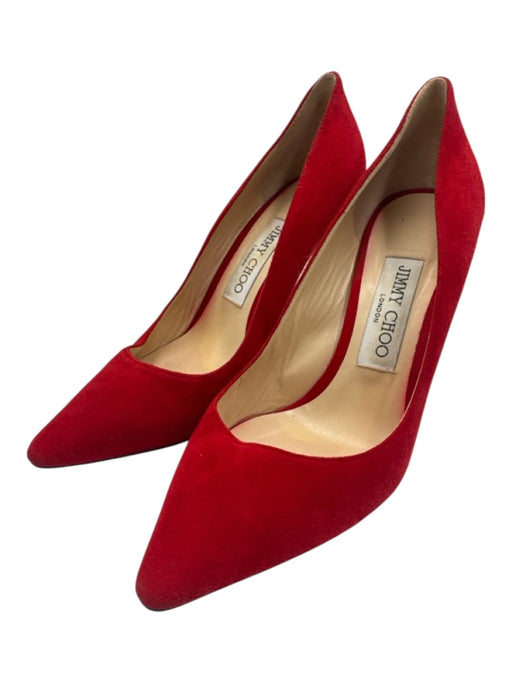 Jimmy Choo Shoe Size 36 Red Suede Pointed Toe Stiletto Pumps Red / 36