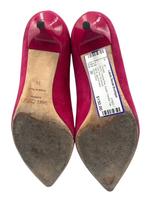 Jimmy Choo Shoe Size 36 Fuschia Pink Suede Pointed Toe Low Heel Pumps Fuschia Pink / 36
