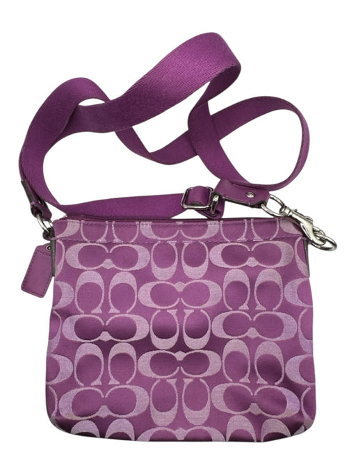 Coach Purple Fabric Crossbody Logo Zip closure Pockets Purse Purple / Small