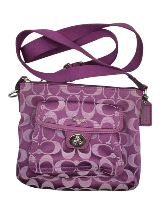 Coach Purple Fabric Crossbody Logo Zip closure Pockets Purse Purple / Small