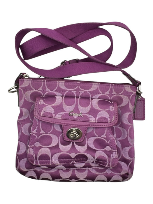 Coach Purple Fabric Crossbody Logo Zip closure Pockets Purse Purple / Small