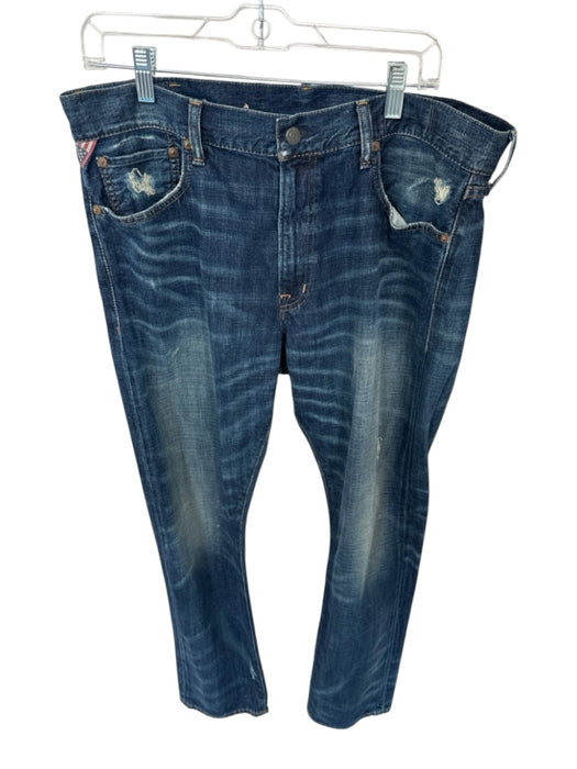 Denim & Supply Size 36X32 Dark Wash Cotton Distressed Slim Men's Jeans Dark Wash / 36X32