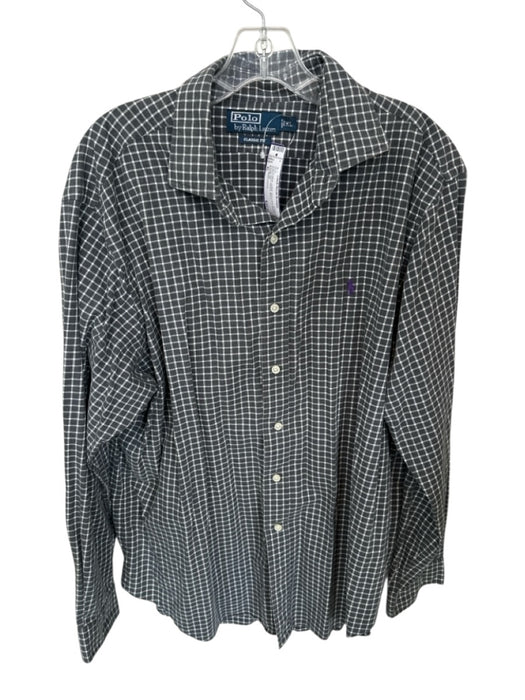 Polo Ralph Lauren Size XL Gray & White Cotton Grid Button Down Men's Shirt Gray & White / XL