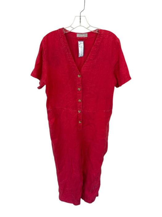 Everlane Size 12 Tomato Red Linen Short Sleeve Button Up Jumpsuit Tomato Red / 12