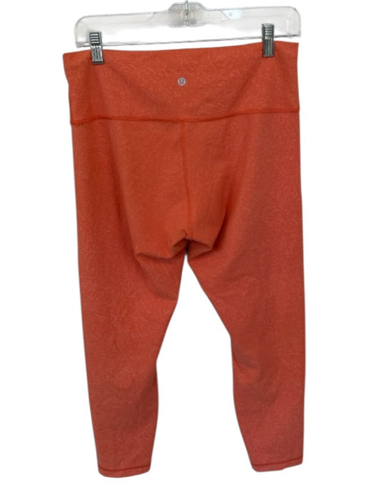 Lululemon Size 12 Orange Stretch Marbled Low Rise Crop Athletic Leggings Orange / 12