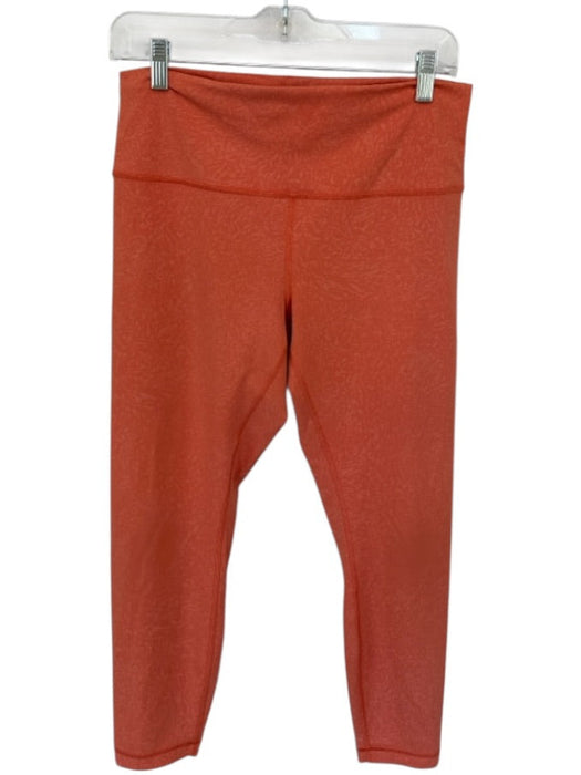 Lululemon Size 12 Orange Stretch Marbled Low Rise Crop Athletic Leggings Orange / 12