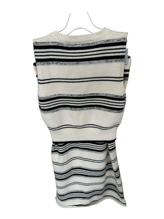 Size M White & Black Viscose Blend Stripped Detail Knit Midi Skirt Set White & Black / M