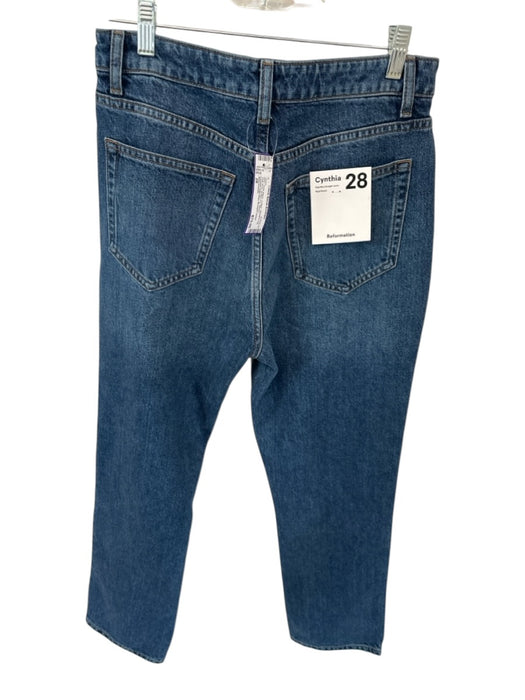 Reformation Size 28 Dark Wash Cotton Straight Leg High Rise Button Fly Jeans Dark Wash / 28