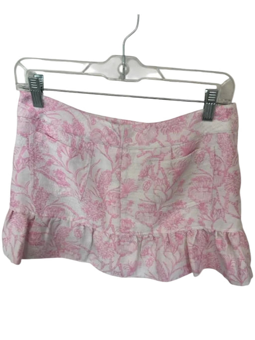 Amanda Uprichard Size S Pink & White Polyester Blend Flowers Front Pockets Skort Pink & White / S