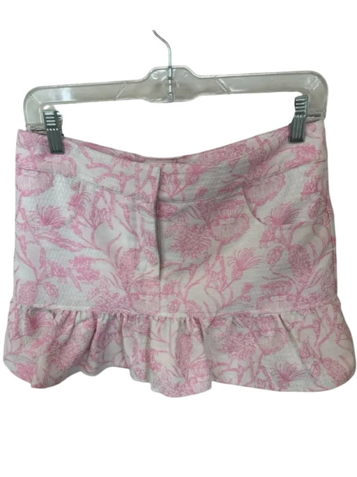 Amanda Uprichard Size S Pink & White Polyester Blend Flowers Front Pockets Skort Pink & White / S