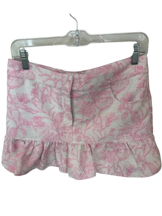 Amanda Uprichard Size S Pink & White Polyester Blend Flowers Front Pockets Skort Pink & White / S