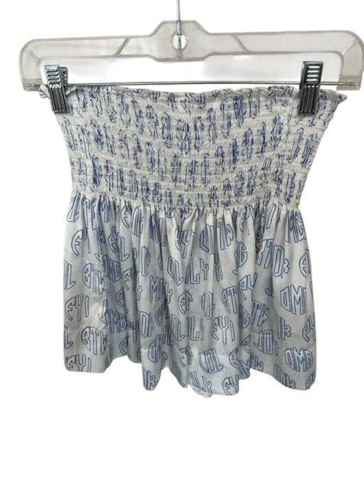 Koch Size S Blue & White Polyester Monogram Scrunch Waist Mini Skirt Blue & White / S