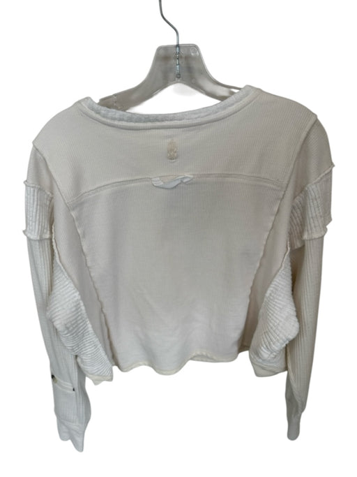 FP Movement Size M Cream Cotton Blend Long Sleeve Sweater Waffle Athletic Top Cream / M