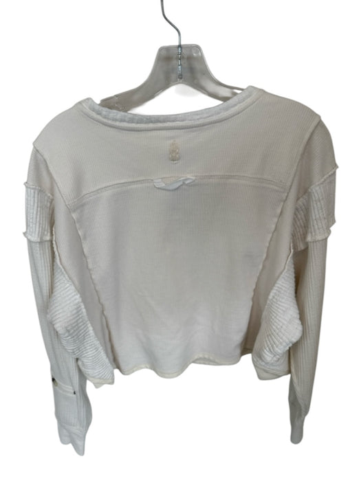 FP Movement Size M Cream Cotton Blend Long Sleeve Sweater Waffle Athletic Top Cream / M