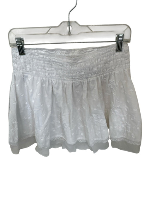 Loveshackfancy Size M White Cotton embroidered floral Lace Detail Mini Skirt White / M