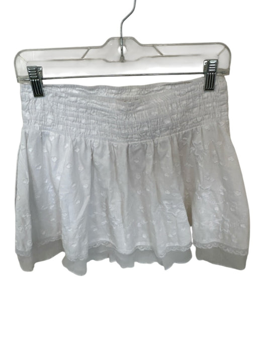 Loveshackfancy Size M White Cotton embroidered floral Lace Detail Mini Skirt White / M