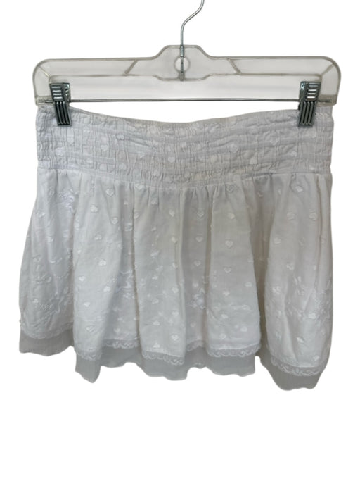 Loveshackfancy Size M White Cotton embroidered floral Lace Detail Mini Skirt White / M