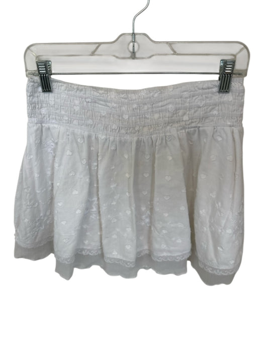 Loveshackfancy Size M White Cotton embroidered floral Lace Detail Mini Skirt White / M