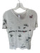Zadig & Voltaire Size Est L White & Black Linen Blend Abstract Short Sleeve Top White & Black / Est L
