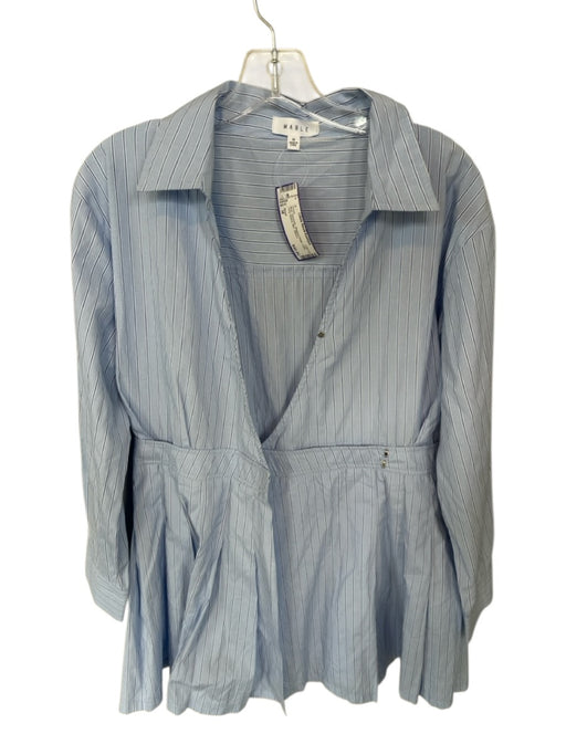Mable Size M Blue Polyester Stripped Detail Collar Long Sleeve Dress Blue / M