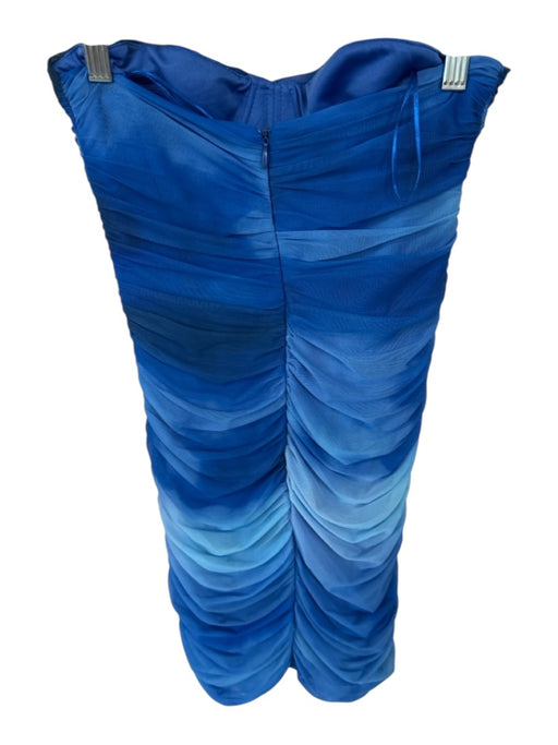 Zara Size XS Blue & Aqua Strapless Boning Ombre Gathered Dress Blue & Aqua / XS