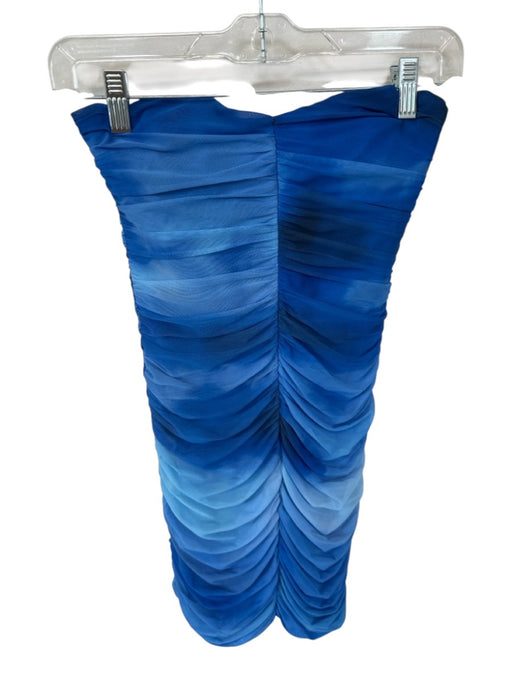 Zara Size XS Blue & Aqua Strapless Boning Ombre Gathered Dress Blue & Aqua / XS
