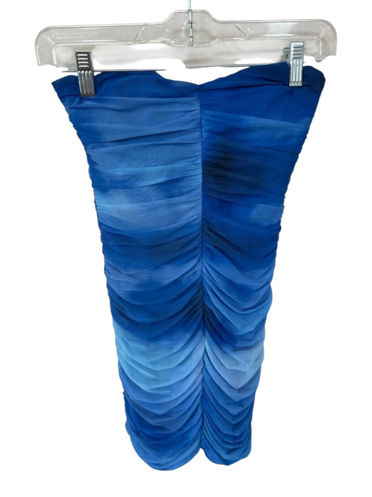 Zara Size XS Blue & Aqua Strapless Boning Ombre Gathered Dress Blue & Aqua / XS