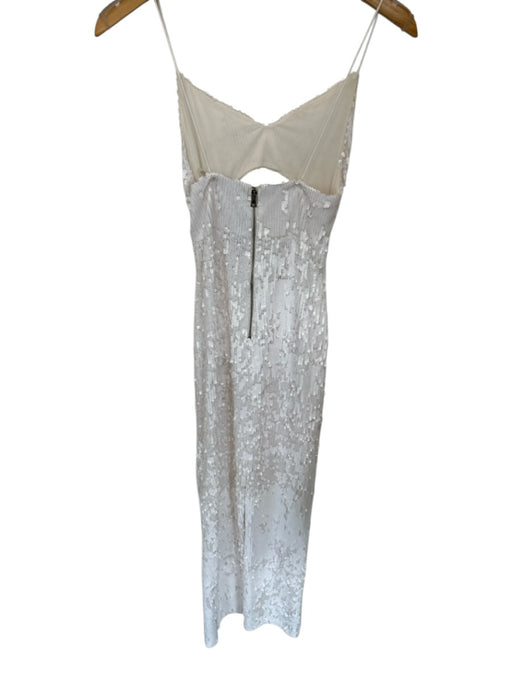 Alice & Olivia Size 2 White Sequin Spaghetti Strap Keyhole Front Gown White / 2
