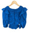 Sea New York Size M Blue Cotton Long Balloon Sleeve Drawstring front Peplum Top Blue / M