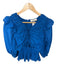 Sea New York Size M Blue Cotton Long Balloon Sleeve Drawstring front Peplum Top Blue / M