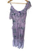 Cinq a Sept Size Est S Purple & Teal Silk Flutter Sleeves Botanical Maxi Dress Purple & Teal / Est S