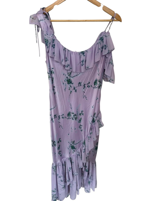 Cinq a Sept Size Est S Purple & Teal Silk Flutter Sleeves Botanical Maxi Dress Purple & Teal / Est S