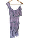 Cinq a Sept Size Est S Purple & Teal Silk Flutter Sleeves Botanical Maxi Dress Purple & Teal / Est S