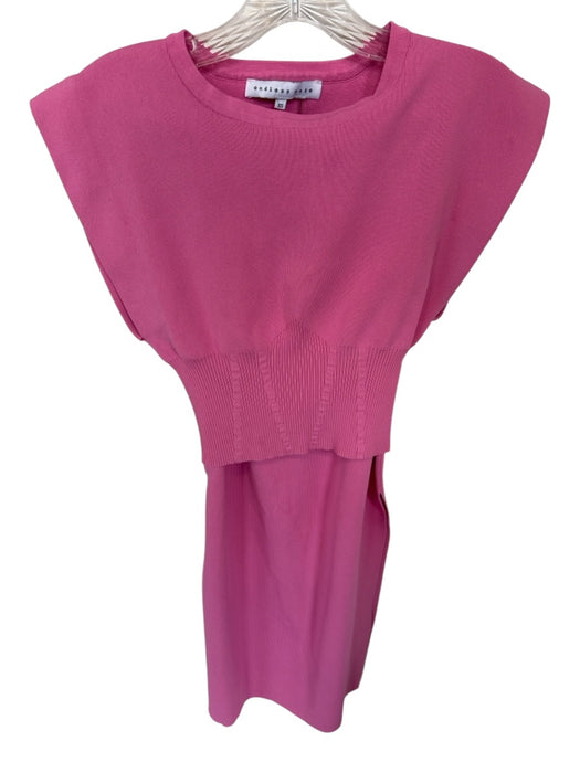 endless rose Size XS Pink Cap Sleeve Ribbed Midi slit Skirt Set Pink / XS