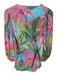 Farm Rio Size S Pink & blue Linen Blend Long Balloon Sleeve Palm Trees Dress Pink & blue / S