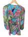 Farm Rio Size S Pink & blue Linen Blend Long Balloon Sleeve Palm Trees Dress Pink & blue / S