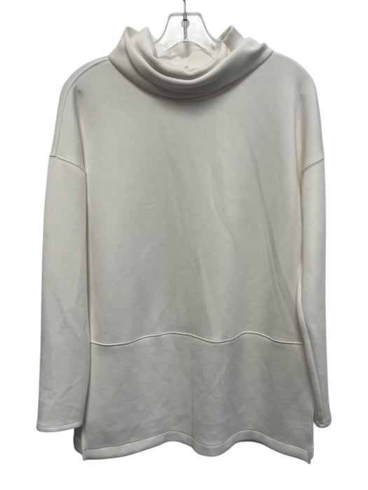 Spanx Size S White Modal Blend Turtleneck Side Slits Pullover Sweatshirt Top White / S