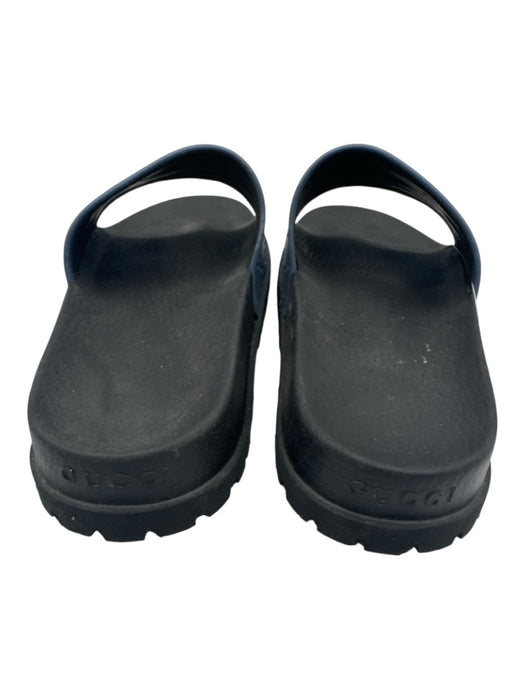 Gucci Shoe Size 9 Blue & Black Leather Slides Guccissima Sandals Blue & Black / 9
