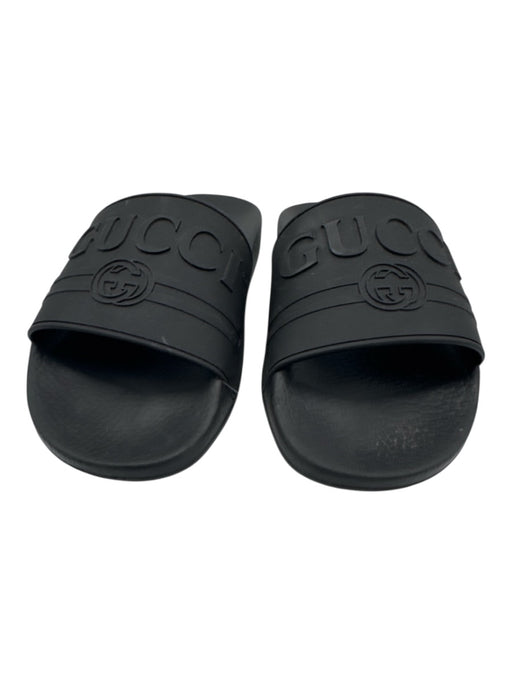 Gucci Shoe Size 40 Blue & Black Synthetic Slides Logo Sandals Blue & Black / 40